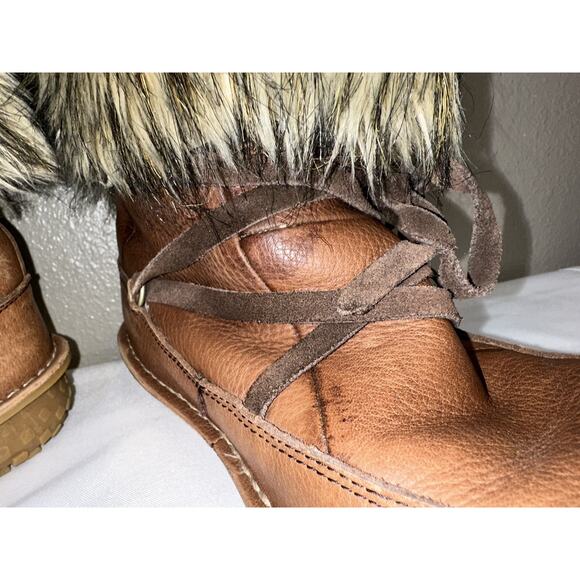 Sorel Ahna Brown Leather Faux Furry Boots Size 8.5 - Picture 12 of 12